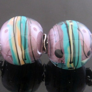 Made To Order (MTO) –Handmade Silver Violet  Encased and Decorated with Stringers and Black Detail Round Lampwork Beads