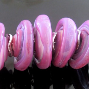 Made To Order (MTO) –Handmade Raspberry Purple Rose Disks Lampwork Beads