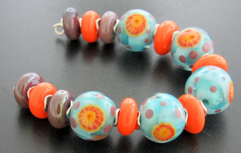 Handmade Lampwork Beads For Unique Statement Bracelet Bead Supplies Organic Beads Artisan Beads Unusual Beads--