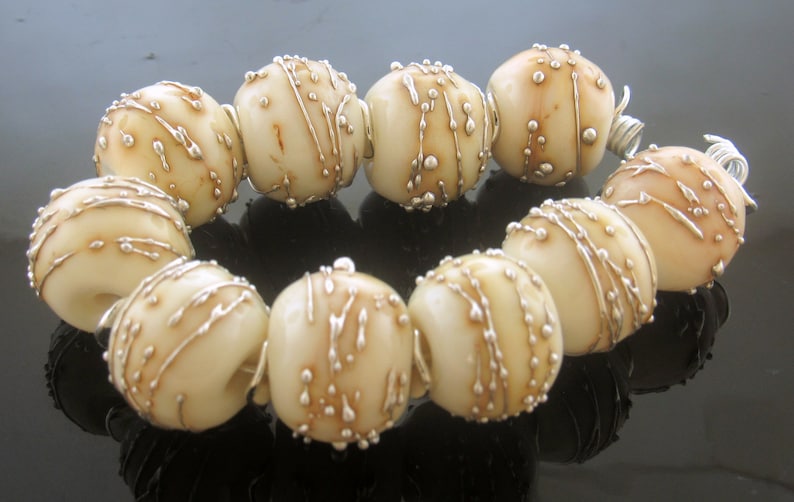 Made To OrderMTO Handmade Ivory with Loads of Fine Silver Round Lampwork Beads image 2