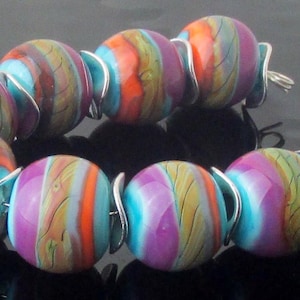 Made To Order (MTO) –Handmade Turquoise Decorated with Raku Twisty Purple Rose  and Coral stringer Round Lampwork Beads