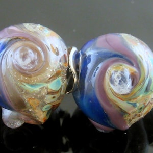 Made To Order (MTO) –Handmade Silver Blue Violet With Raku Frit Twirled and Round Lampwork Beads