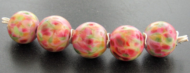 12 pcs 13mm Lampwork bead set Red Yellow Green Blue handmade round beads Made to Order Polka dot glass beads Mix lot for jewelry making