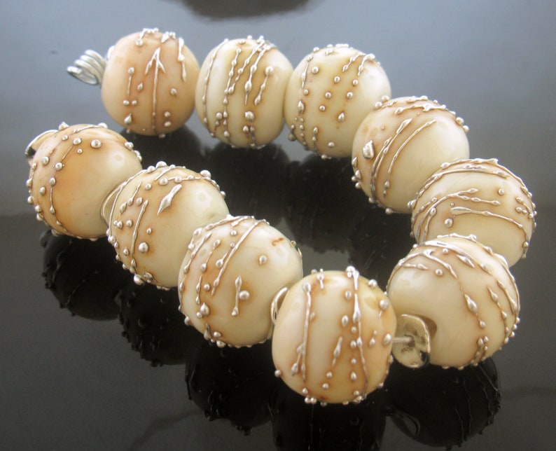 Made To Order(MTO) –Handmade Ivory with Loads of Fine Silver Round Lampwork Beads