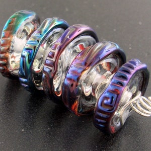 Made To Order(MTO) --Handmade Silver Metallic Violet Ribbed lampwork disk bead set