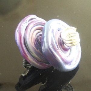 Made To Order (MTO) –Handmade Purple Rose Lampwork Disk Bead Pair