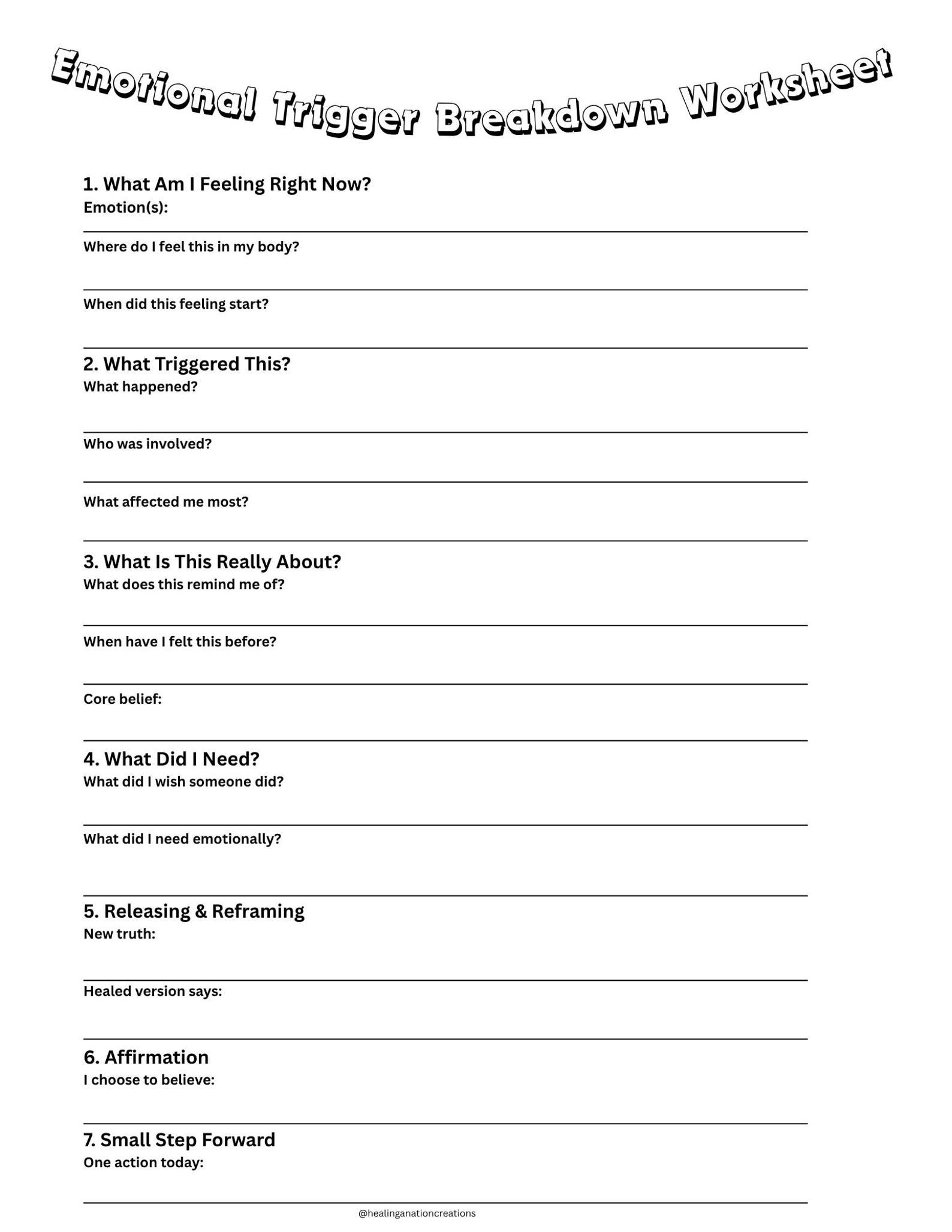 Printable Emotional Trigger Breakdown Worksheet - Etsy