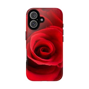 Red Rose Phone Case, Floral Tough Case, Gift for Her, Phone Accessories, Valentine&#39;s Day Gift, Rose Lover Case
