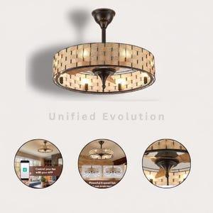 Farmhouse Caged Ceiling Fan with Remote, Dimmable LED Light