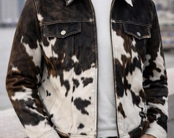 Men’s Hair-on Hide Leather Jacket – Handmade Western Rodeo Coat