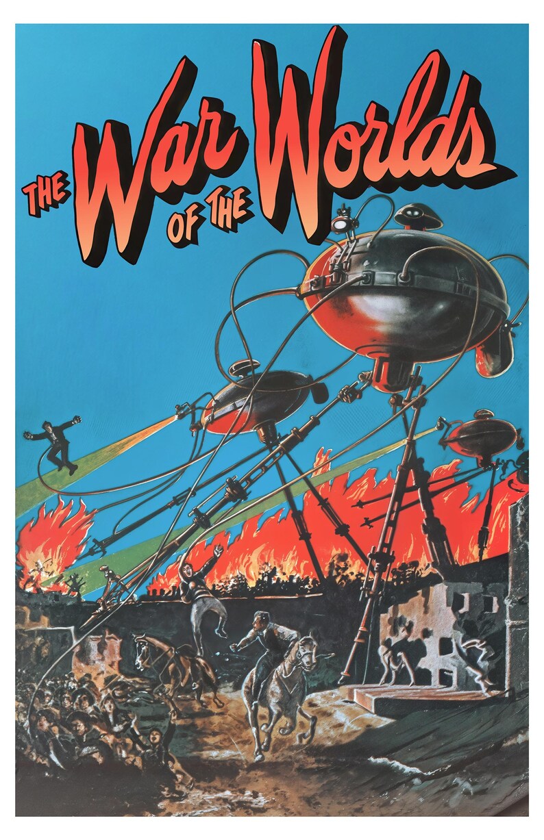 War of the Worlds Atomic Age Art Sci-fi Poster – Retro Alien Invasion ...