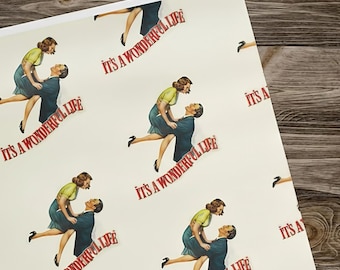 It's a Wonderful Life Wrapping Paper – Retro Christmas Movie Gift Wrap