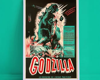 1956 Godzilla Vintage Monster Movie Poster Print French - Etsy