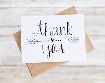Thank You Cards with Envelopes / Wedding / Shower / Engagement, Rustic Wedding Stationery
