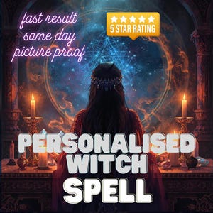 Ritual de hechizo de bruja personalizado realizado para ti. Intención personalizada: Trabajo, Amor, Suerte, Protección, Dinero. Entrega en 12 h.