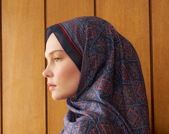 Motif Pattern Cotton Hijab 75x200cm | Lightweight Muslim Headscarf Modest Fashion Wrap Elegant Muslim Scarf Muslim Women’s Fashion