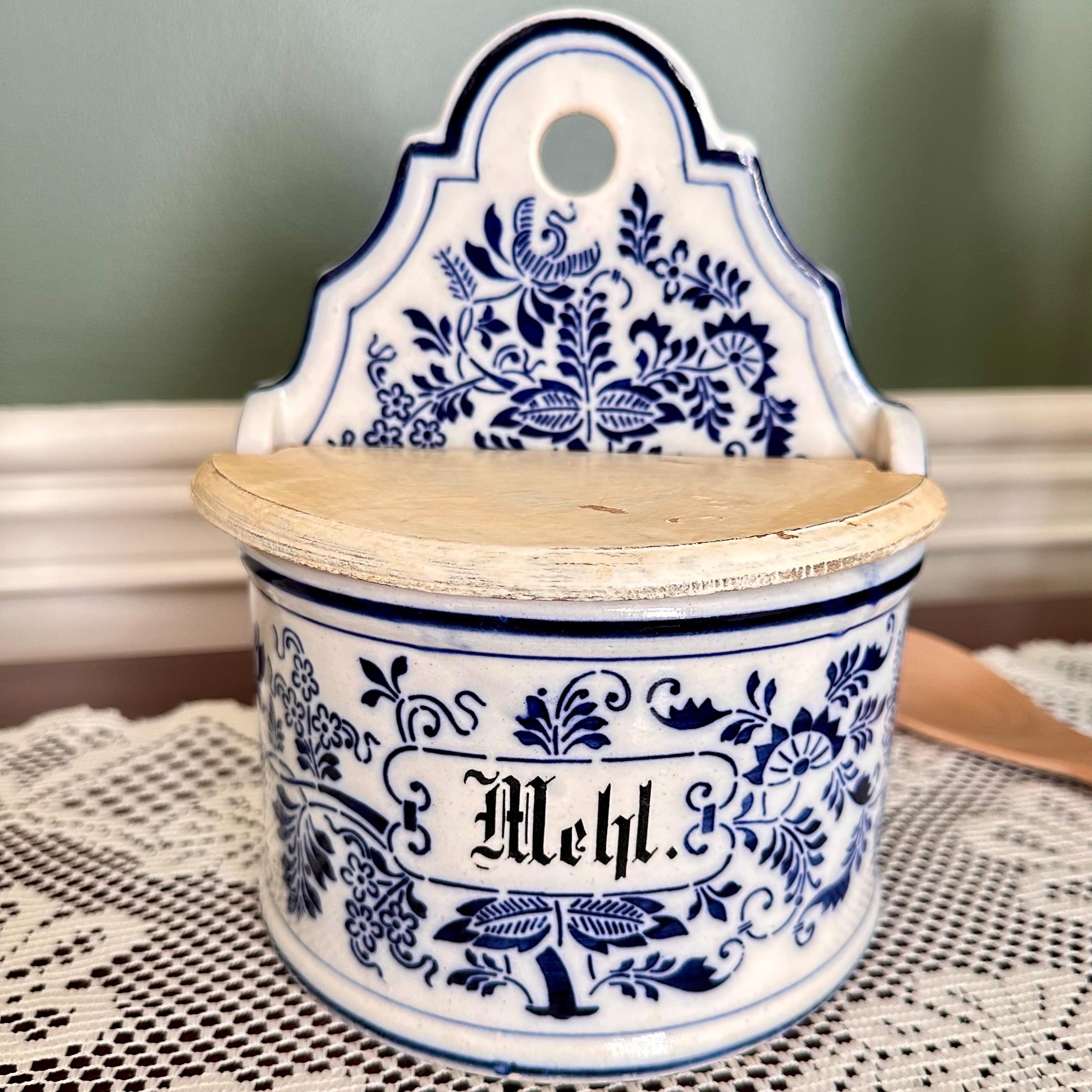 Blue White Salt Box - Etsy