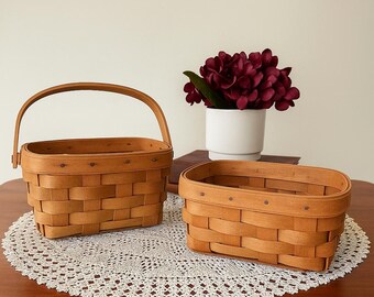 Vintage Longaberger Basket Set | Handwoven Maple Wood, Dresden Ohio