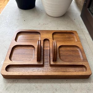 Vintage Walnut Desk Organizer: USA Made Valet Tray