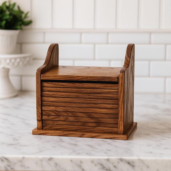 Vintage Wooden Recipe Box | Rustic Farmhouse Kitchen Card Holder | Slatted Wood 3x5 Recipe Storage | Cottagecore Country Décor