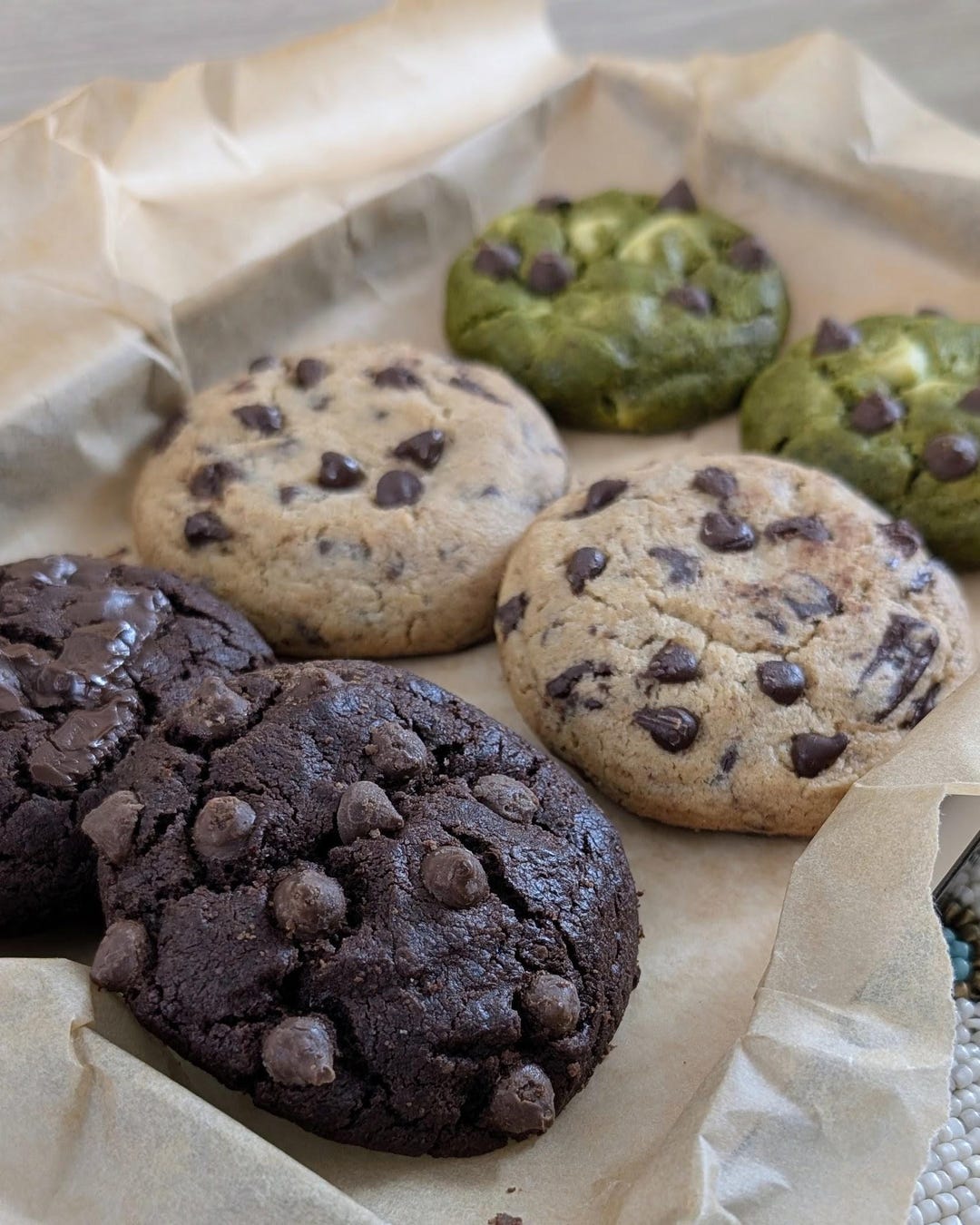 6 Soft Artisan Cookies – Vanilla, Triple Chocolate & Matcha – Homemade ...