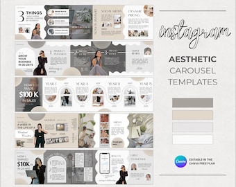 Instagram Carousel Templates, Social Media Manager Canva Templates, Aesthetic Coaching Templates, Minimalist Business Instagram Carousels