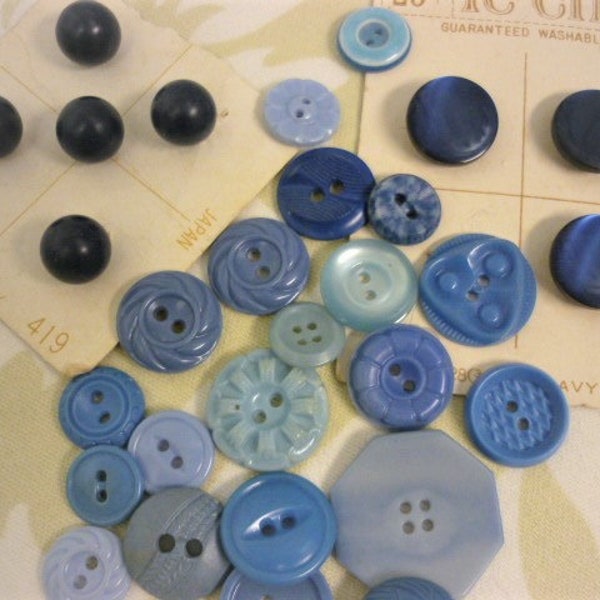 Blue Button Lot,Vintage blue Button Lot, Japan Buttons