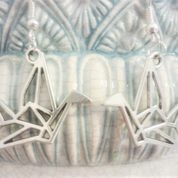 Origami Crane Earrings,Healing,New Beginnings Silver Earrings