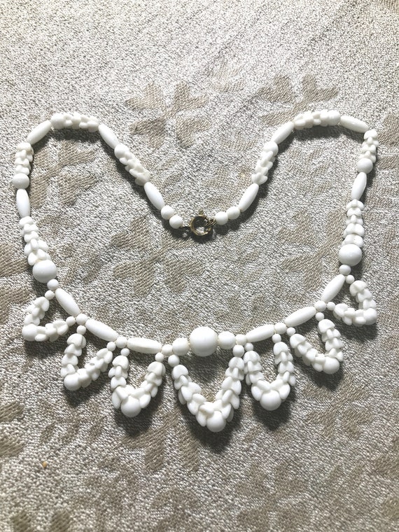 Vintage Milk Glass Necklace - image 1