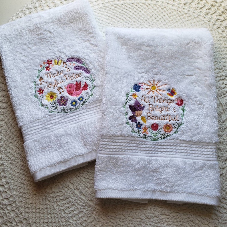 Spring Hand Towels Bath Bathroom Guest Towels White Mom Etsy
