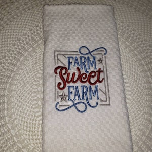 Farmhouse farm kitchen dish tea towel embroidered 2 image 2