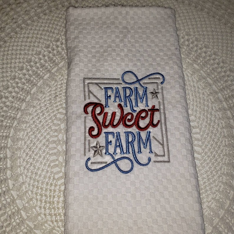 Farmhouse farm kitchen dish tea towel embroidered 2 image 2