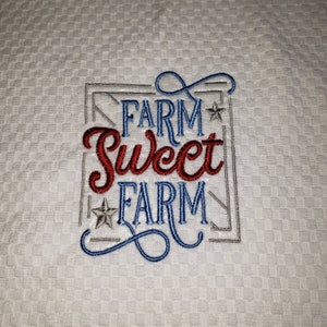 Farmhouse farm kitchen dish tea towel embroidered 2 image 1