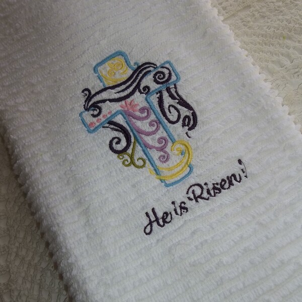 Christ Resurrection He Is Risen Embroidered Easter Towel Shroud