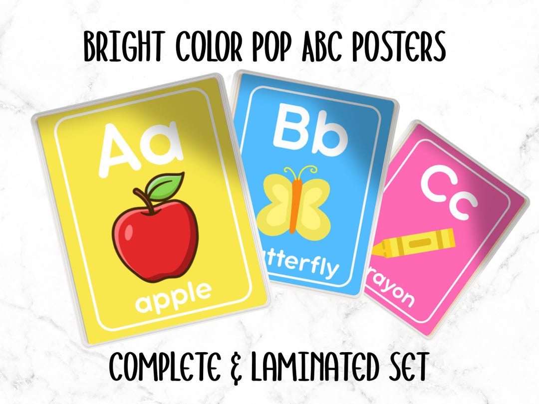 Bright Color Pop ABC Posters Completed Set - Etsy