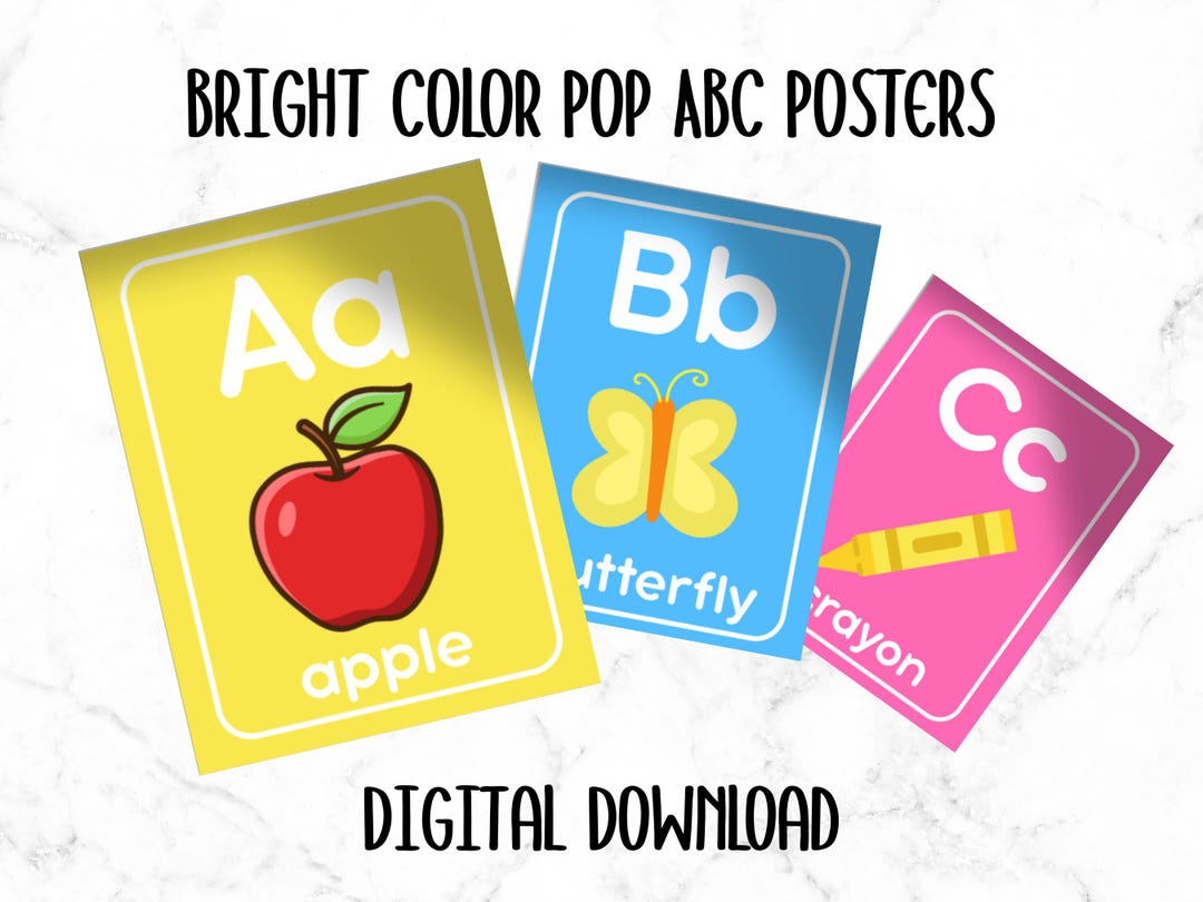 Bright Color Pop ABC Posters Digital Download - Etsy