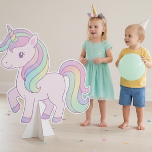 Unicorn Rainbow Birthday Standee SVG EPS PNG Large Printable Party Cutout Digital Download