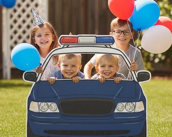 Blue City Police Car Photo Booth Frame | Patrol Car Cutout Prop (Digital Download)