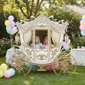 Guldvit prinsessvagn fotoram rekvisita | Sagobröllop (digital nedladdning)