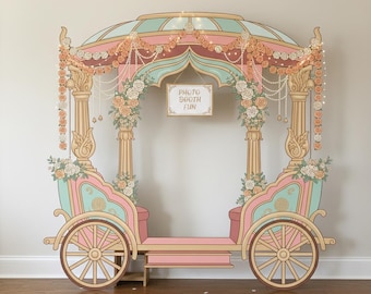 Fondo para fotomatón con forma de carroza de cuento de hadas / Decoración para despedida de soltera (descarga digital)