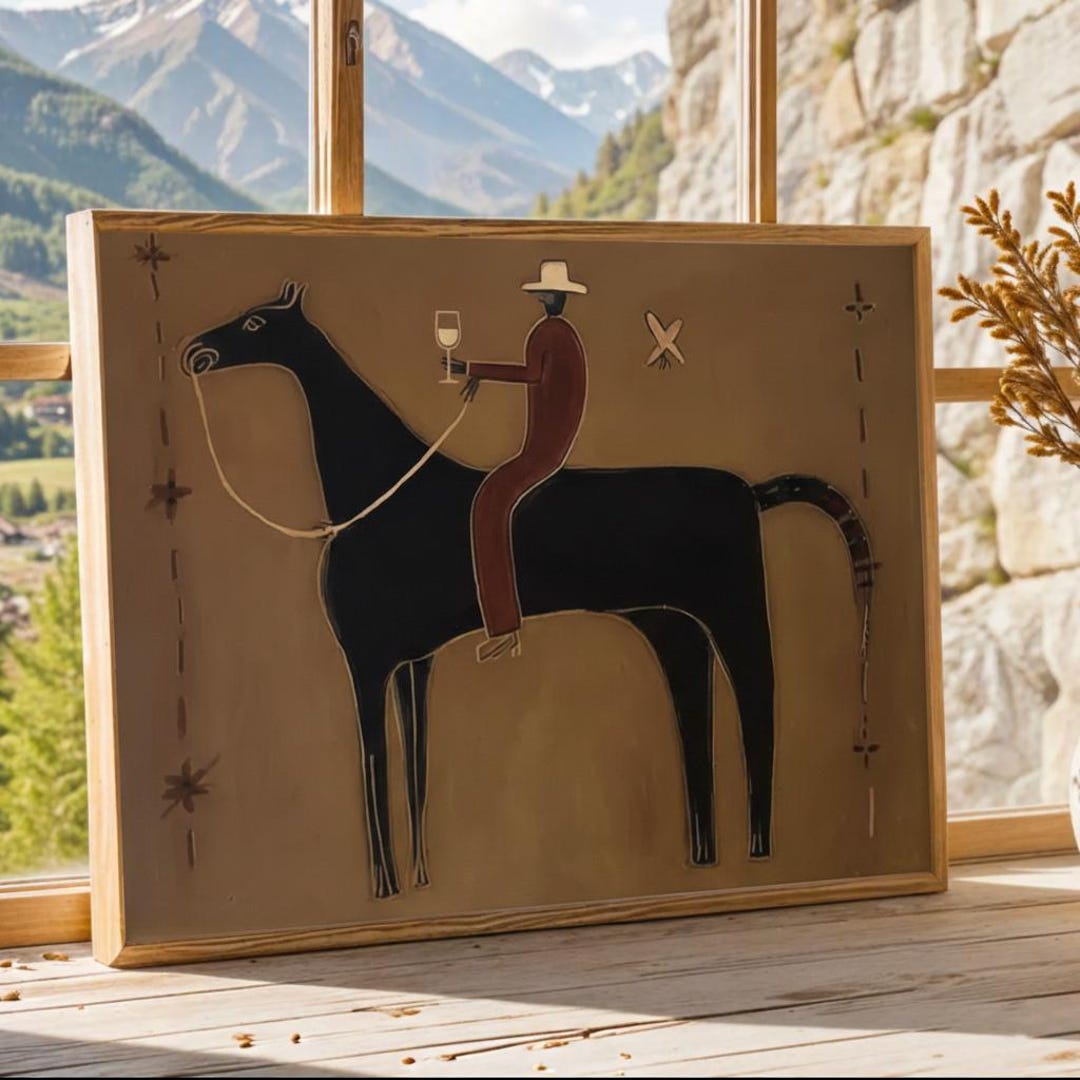 Abstract Horse Rider Painting, Earth Tone Equestrian Wall Art (digital ...