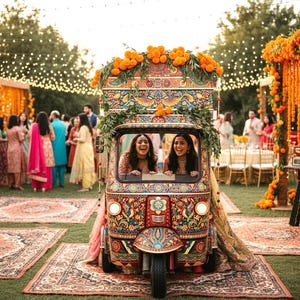 Accesorio para fotomatón de tuk tuk indio, rickshaw indio para auto, decoración de fiesta con arte de camión, fondo recortado digitalmente, sin pixelación