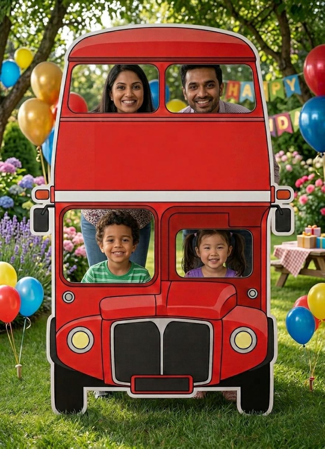 Red Double Decker Bus Photo Booth Frame | British London Party Prop ...