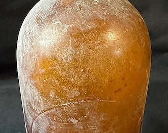 Late 1800s Vintage Amber Glass Bottle - Worn Glass