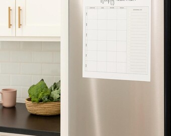 Planificador de comidas semanal: 3 comidas y refrigerios, lista de compras (descarga digital imprimible)