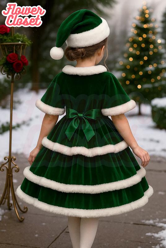 green mrs claus dress Okbebe Girls Mrs. Up Set – Christmas Santa Costume With Hat, Belt & Socks (4–14Y) Girls Mrs. Claus Dress Set 2/26