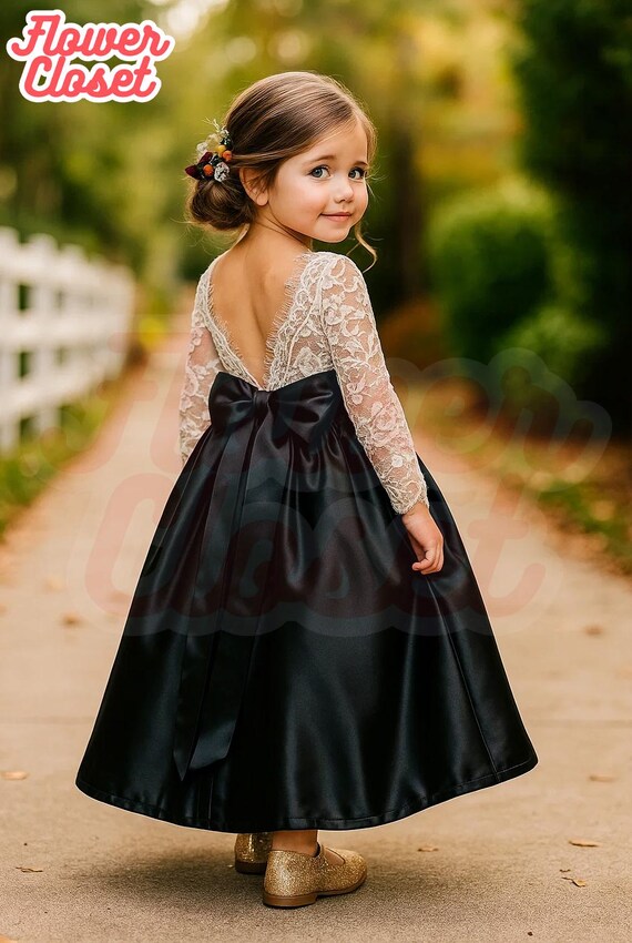girls black lace dress Black Lace Birthday Dress Fluffy Princess Dress