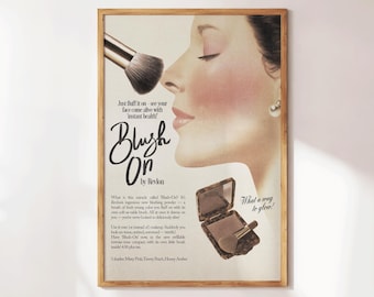 Makeup Wall Art, Makeup Room Decor, Chic Preppy Apartment Decor, Girly Wall Art, Neutral Print, Vintage Fashion Print, Retro Beauty Poster
