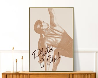 Pilates O'Clock, Pilates Poster, Funny Pilates Wall Art, Pilates Studio Decor, Gift for Pilates Lover, Girly Print, Fitness Wall Decor