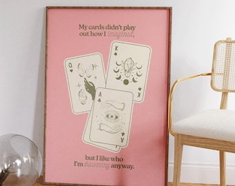 Playing Card Print, Ace Cards Wall Art, Positive Quotes Art, Preppy Wall Decor, Apartment Decor, Aesthetic Decor, Motivational Poster